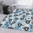 LVR Hibiscus Balm Leaves Blue And White Background Printed Area Rug