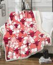 CHI Bulls White Hibiscus Salmon Background 3D Fleece Sherpa Blanket