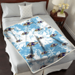 BAL White Hibiscus Orchid Light Blue Background 3D Fleece Sherpa Blanket