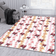 TB Pink Hibiscus Yellow Pink Orchid White Background Printed Area Rug