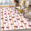 TB Pink Hibiscus Yellow Pink Orchid White Background Printed Area Rug