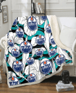 EDM Oilers White Hibiscus Turquoise Wave Black Background 3D Fleece Sherpa Blanket
