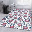 Montreal Canadiens White Hibiscus And Leaves Blue Background Printed Area Rug