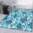 New York Knicks White Blue Hibiscus Blue Background Printed Area Rug