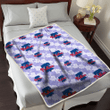 PHI Light Purple Hibiscus Pattern Stripe Powder Purple 3D Fleece Sherpa Blanket