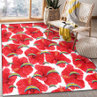 LAC Big Red Hibiscus White Background Printed Area Rug