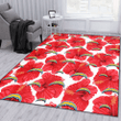 LAC Big Red Hibiscus White Background Printed Area Rug