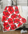 SLC Big Red Hibiscus White Background 3D Fleece Sherpa Blanket