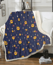 LAL Small Hibiscus Buds Navy Background 3D Fleece Sherpa Blanket