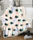 SJS Sketch Pastel Hibiscus Beige Background 3D Fleece Sherpa Blanket