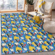 HST Yellow White Hibiscus Powder Blue Background Printed Area Rug