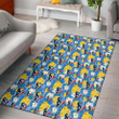 HST Yellow White Hibiscus Powder Blue Background Printed Area Rug