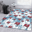 TB White Hibiscus Orchid Light Blue Background Printed Area Rug
