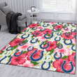 IND White Porcelain Flower Pink Hibiscus White Background Printed Area Rug