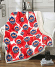 NYM Big Red Hibiscus White Background 3D Fleece Sherpa Blanket