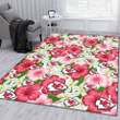 KC White Porcelain Flower Pink Hibiscus White Background Printed Area Rug