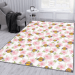 LAL Light Pink Hibiscus White Background Printed Area Rug