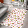 LAL Light Pink Hibiscus White Background Printed Area Rug