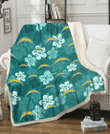 LAC Light Sea Green Hibiscus Green Background 3D Fleece Sherpa Blanket