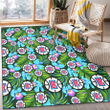 LAC Electro Color Hibiscus Black Background Printed Area Rug