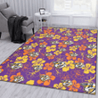 NSH Yellow And Orange Hibiscus Purple Background Printed Area Rug