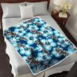 Chicago White Sox Dark Turquoise Hibiscus Navy Background 3D Fleece Sherpa Blanket