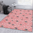 BAL Tiny White Hibiscus Pattern Red Background Printed Area Rug