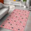 BAL Tiny White Hibiscus Pattern Red Background Printed Area Rug
