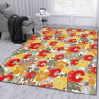 CGY Brown Yellow Hibiscus White Background Printed Area Rug