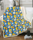 LAL Yellow White Hibiscus Powder Blue Background 3D Fleece Sherpa Blanket