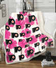 PHI Flyers Pink White Hibiscus Misty Rose Background 3D Fleece Sherpa Blanket