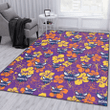 CHA Yellow And Orange Hibiscus Purple Background Printed Area Rug