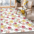 CIN Sketch Red Yellow Coconut Tree White Background Printed Area Rug