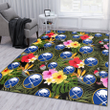 BUF Colorful Hibiscus Green Leaf Back Background Printed Area Rug