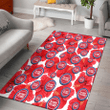 DET Big Red Hibiscus White Background Printed Area Rug