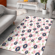HOU Light Pink Hibiscus White Background Printed Area Rug