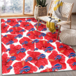 BUF Big Red Hibiscus White Background Printed Area Rug