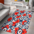 WPG White Tropical Leaf Red Hibiscus Navy Background Printed Area Rug
