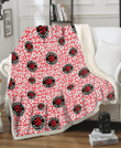 TOR Tiny White Hibiscus Pattern Red Background 3D Fleece Sherpa Blanket