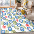 PHI 76ers Light Salmon Hibiscus Green Leaf White Background Printed Area Rug