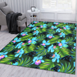 CAR Electro Color Hibiscus Black Background Printed Area Rug