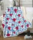 CHI Bulls White Hibiscus Light Blue Texture Background 3D Fleece Sherpa Blanket