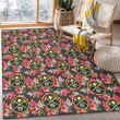 Denver Nuggets Pink Hibiscus Orchid Brown Background Printed Area Rug