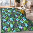 MIL Electro Color Hibiscus Black Background Printed Area Rug