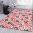 NYJ Tiny White Hibiscus Pattern Red Background Printed Area Rug