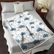 ORL White Sketch Hibiscus Pattern White Background 3D Fleece Sherpa Blanket