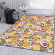 CIN Brown Yellow Hibiscus White Background Printed Area Rug