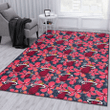 MIA Red Hibiscus Dark Gray Background Printed Area Rug