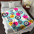WPG Pink Yellow White Hibiscus Turquoise Background 3D Fleece Sherpa Blanket