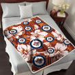 WPG Bisque Hibiscus Brown Pattern 3D Fleece Sherpa Blanket